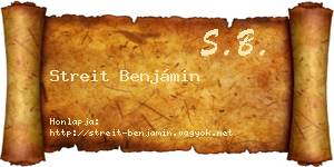 Streit Benjámin névjegykártya
